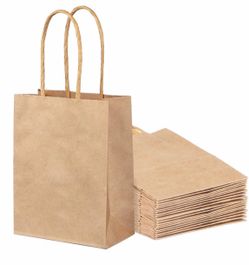 20 PCS Gift Bags with Handles,Brown Kraft Paper Bags