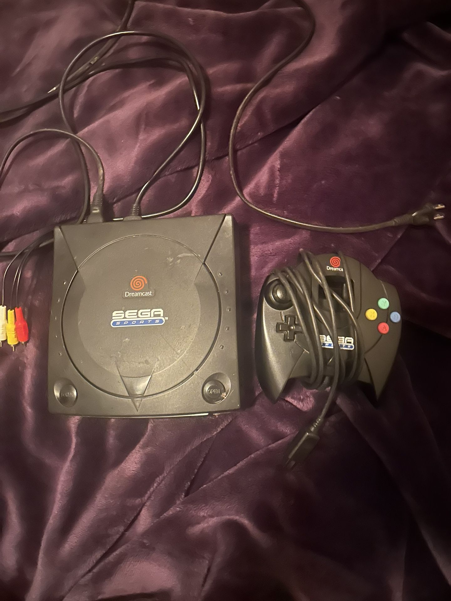 Sega Dreamcast Black Spots Edition With Controller And Cables