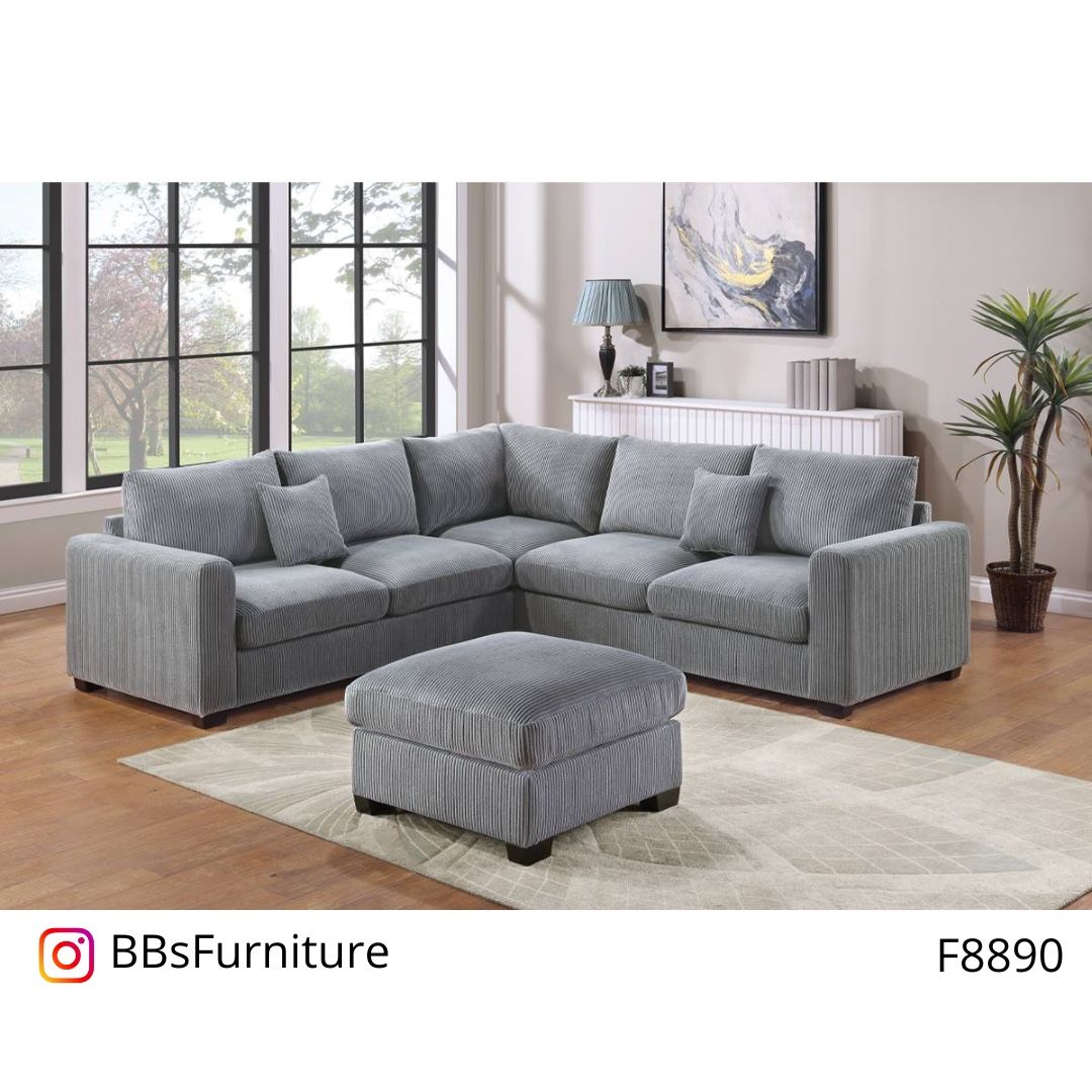 Gray Sectional Sofa With Ottoman (Free Delivery)