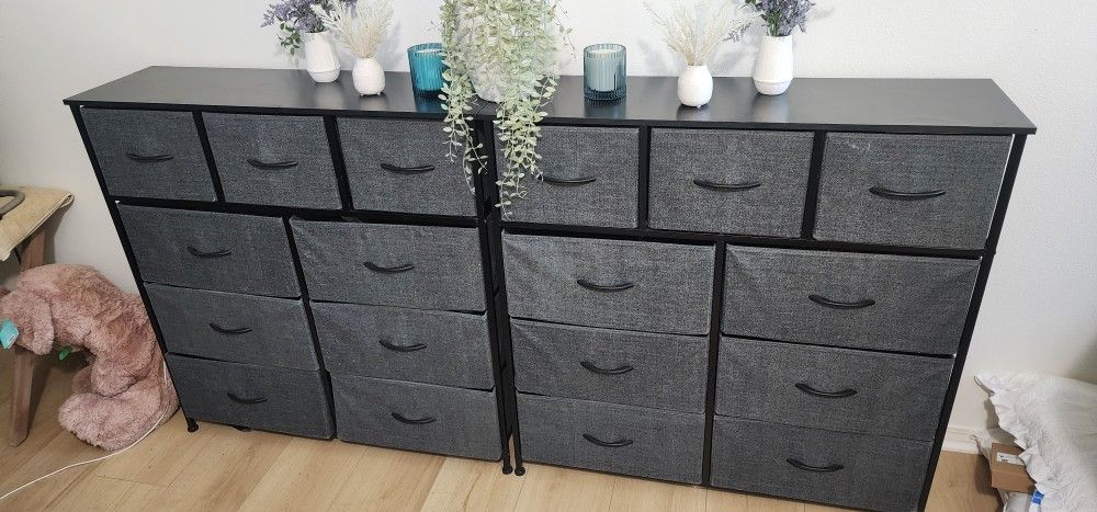(2) 9 Drawer Fabric Storage Dresser