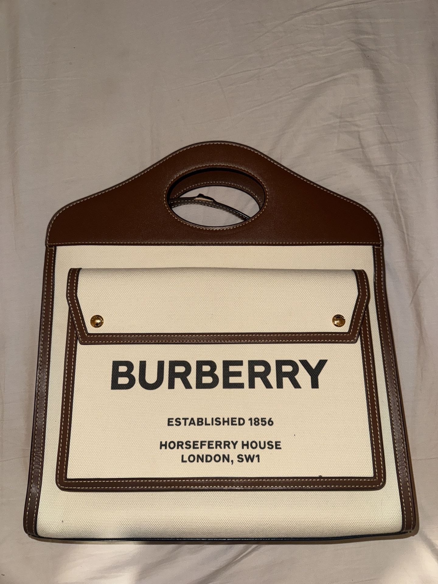 Burberry Medium Canvas and Leather Pocket Bag