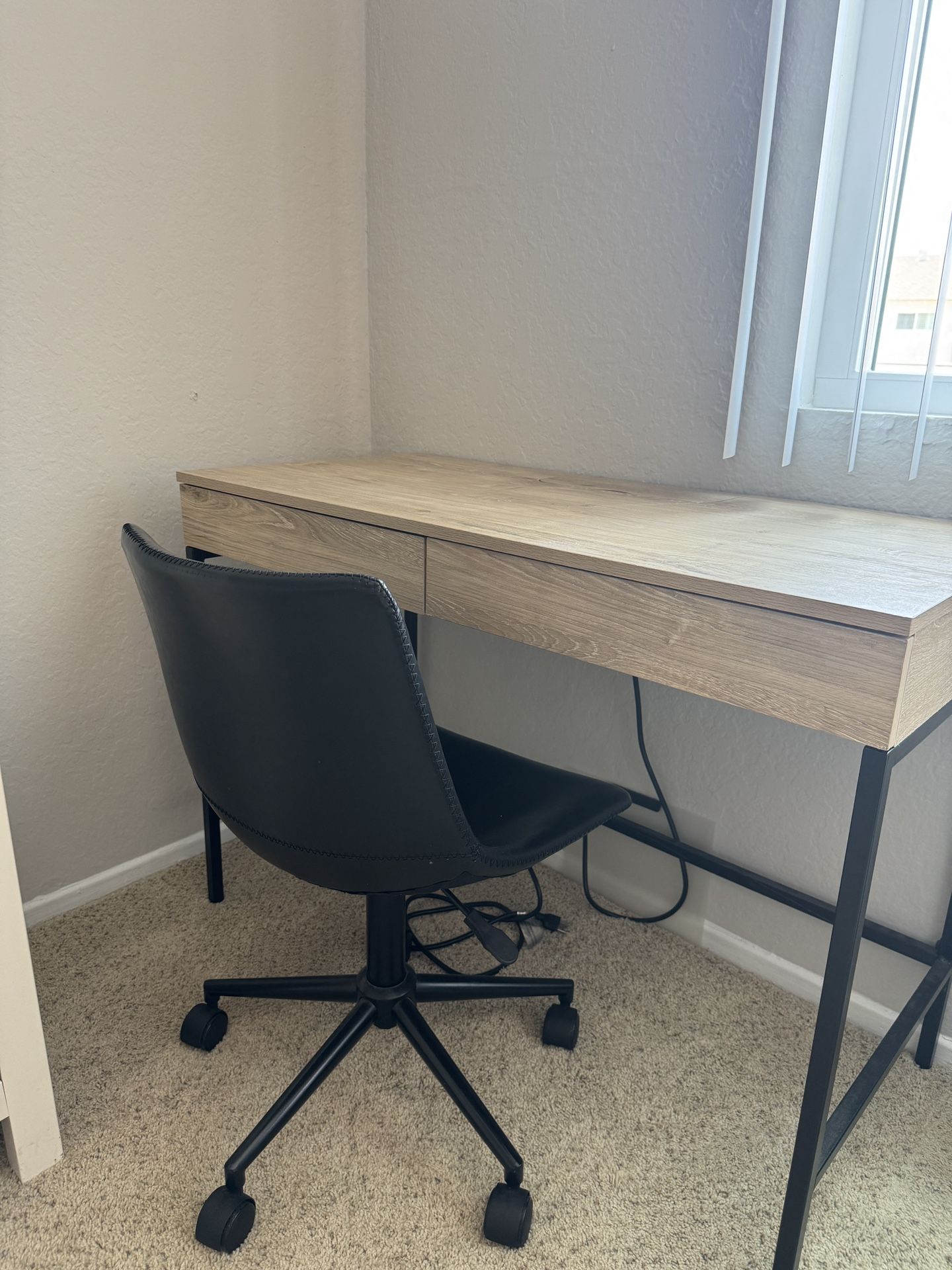 Threshold Oak Desk & Black Chair