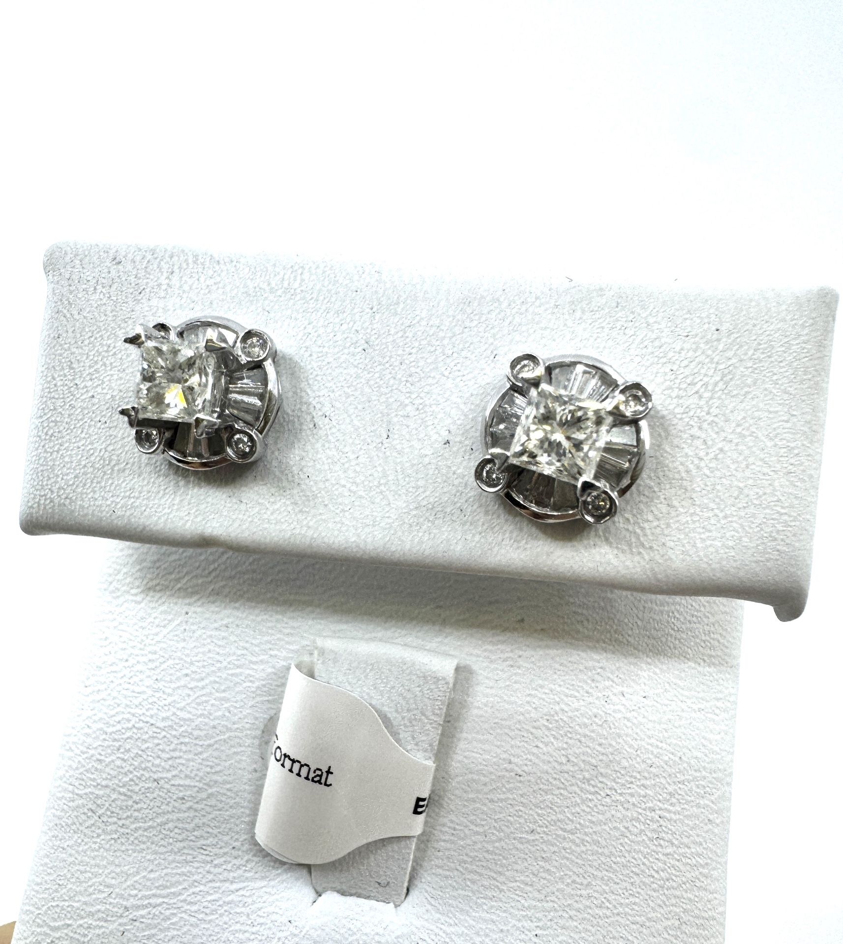 Natural Diamond stud Earrings Princess Cut 