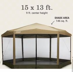 Coleman Back Home 15 x 13 Screen Canopy Tent, Light Oak