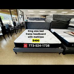 King size bed frame headboard mattress everything completely bed 