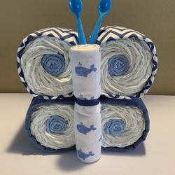 Butterfly Diaper Cake - Blue