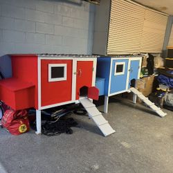 Red And Blue Chicken Coops!