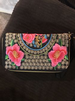 Pink Embroider Double Sided Wallet