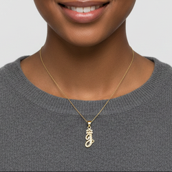 10K Yellow Gold Letter "J" Crown Pendant