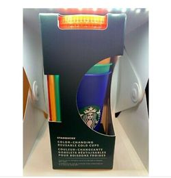 New starbucks reusable changing color cups 5pk