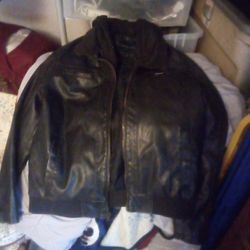 Sean John Leather Hoodie  Black Jacket (XL)