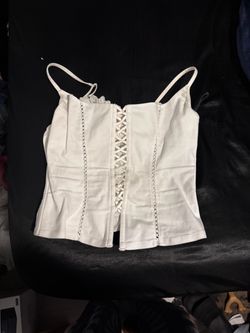 Victoria’s Secret White Lace-Up Corset Crop Top