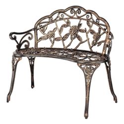 Antique Bronze Garden Patio Rose Detailed Bench