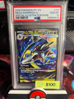 Pokemon-2025 POKEMON PFL EN MEGA SHARPEDO ex SPECIAL ILLUSTRATION RARE #127 PSA 10