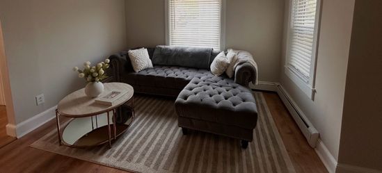 Gray Tufted Velvet Sectional Sofa