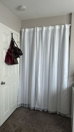 White pearled curtains
