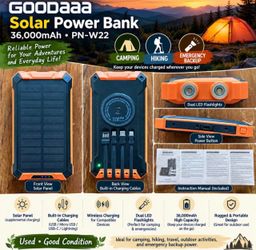 GOODaaa Solar Power Bank 36000mAh PN-W22
