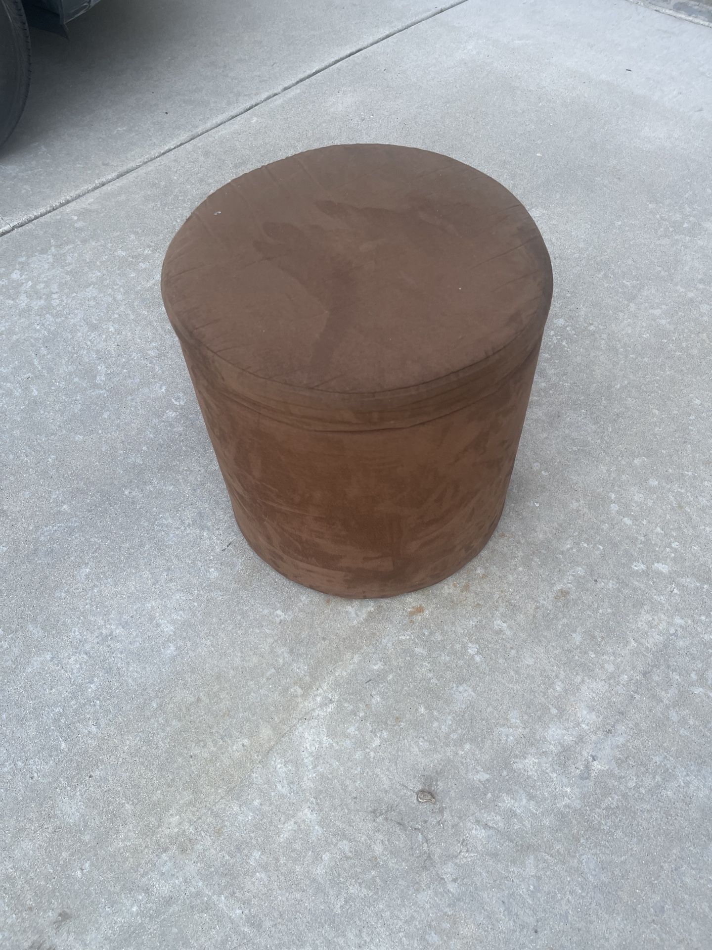 Brown Suede Storage Ottoman