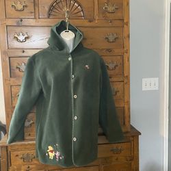 Woman’s Vintage Hoodie Fleece Jacket Size S Disney Pooh And Roo