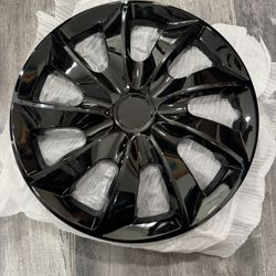 black hubcaps 15” rim wheel covers set of 4 scratched, platos de carro tapas de rin polveras