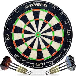 Professional Dartboard Set Includes 6 Steel Tip Darts, Fluorescence Dartboard