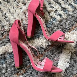 Fun Poppy Pink Heeled Sandals - Size 7 - Brand New