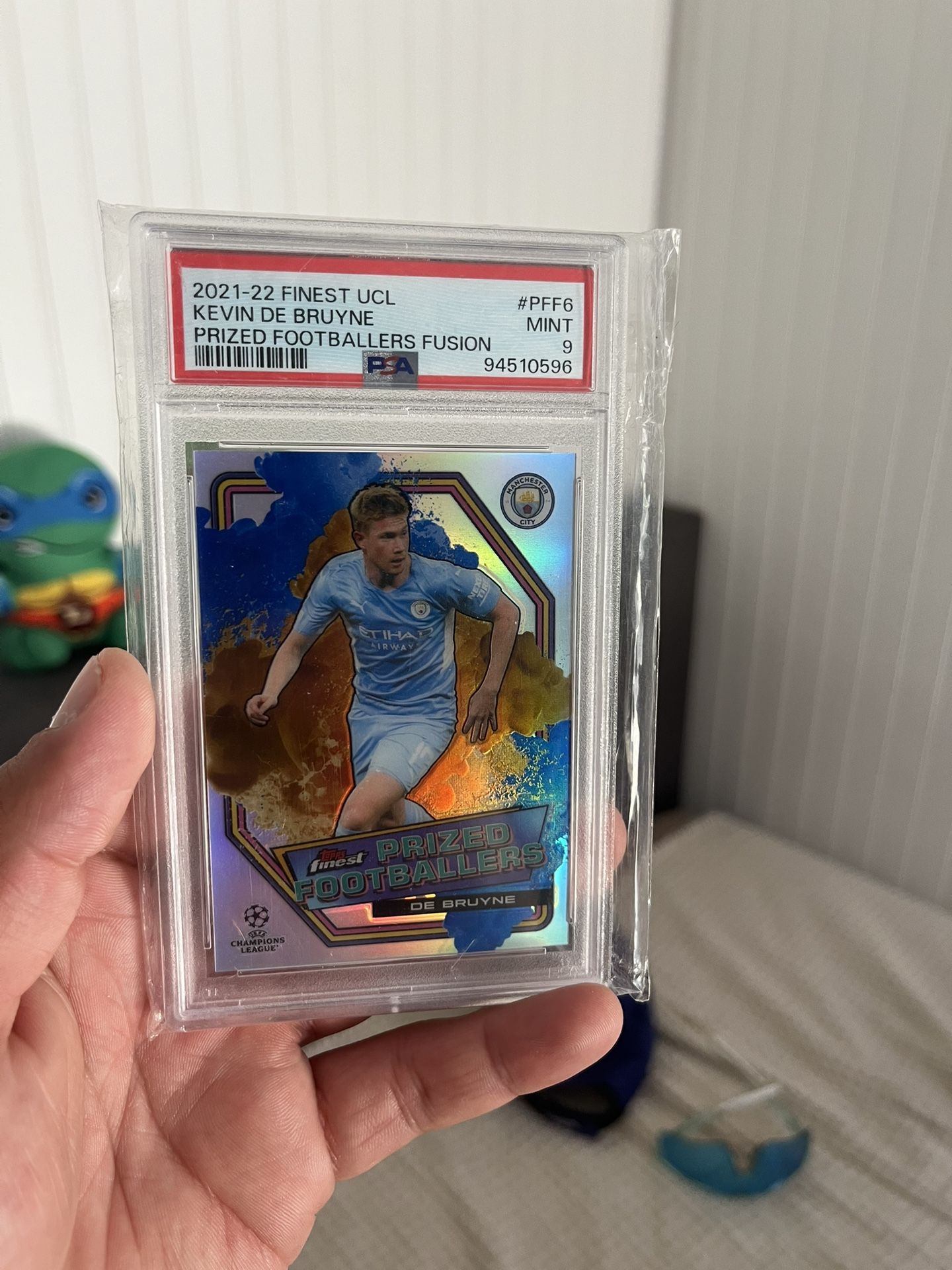 2022-22 Finest UCL Kevin De Bruyne Prized Footballers Fusion PSA 9 