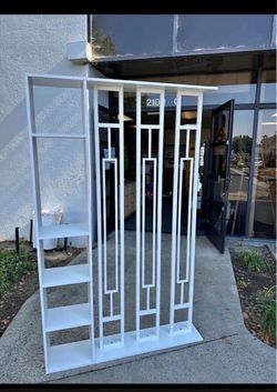New 64"x48" White Room Divider 4 Shelves Room Divider Wall Partition