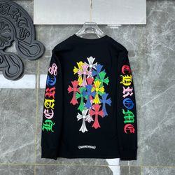 Chrome Hearts Black Long Sleeve T-Shirt – Multicolor Cross Back Print