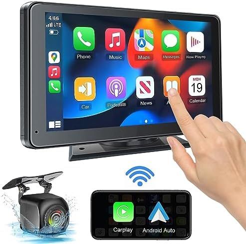 Portable Wireless With Apple CarPlay And Android Auto Screen For Car, 7" HD Touch Screen