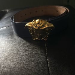 Navy Versace Belt Gold Medusa Buckle (willing To Negotiate)