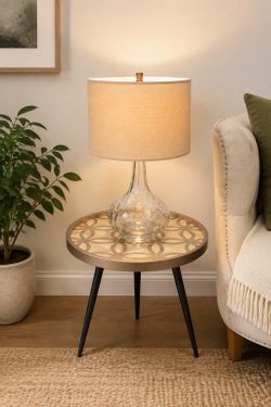 Elegant Accent Table & Glass Lamp Set - Great Condition