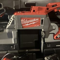 MILWAUKEE Band Saw Kit: 1 Battery, 1 Charger, 44 7/8 in Blade Lg, 5 in Cutting Lg - Max, Brushless