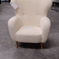 Accent Chair, Cream Boucle Fabric 