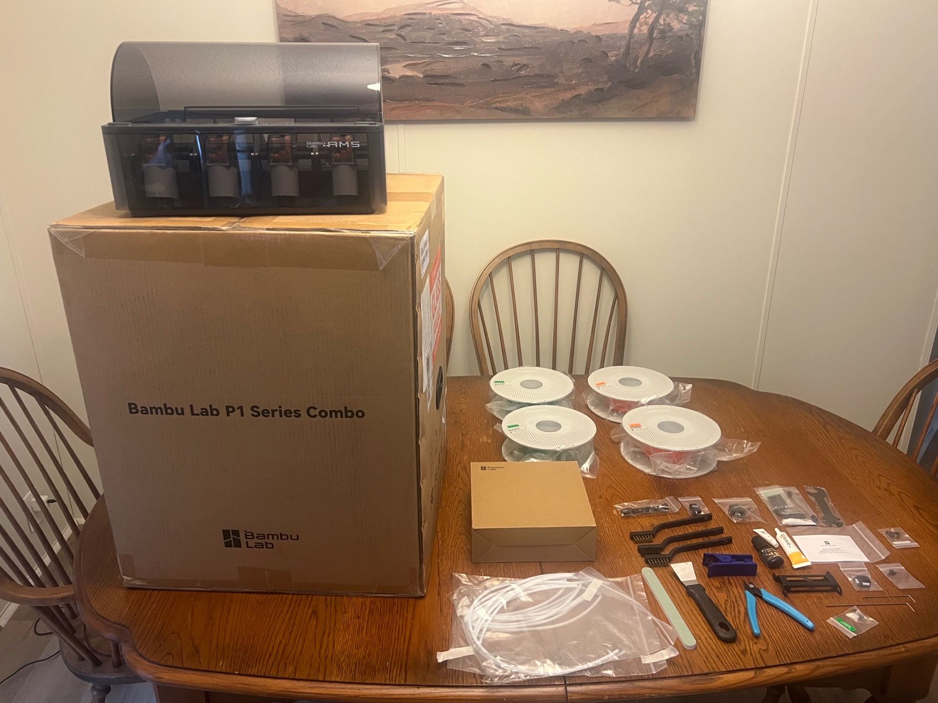Bambu Lab 3d Printer P1s with Ams Combo Sealed/Accessories