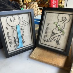 Two pieces of French wall art