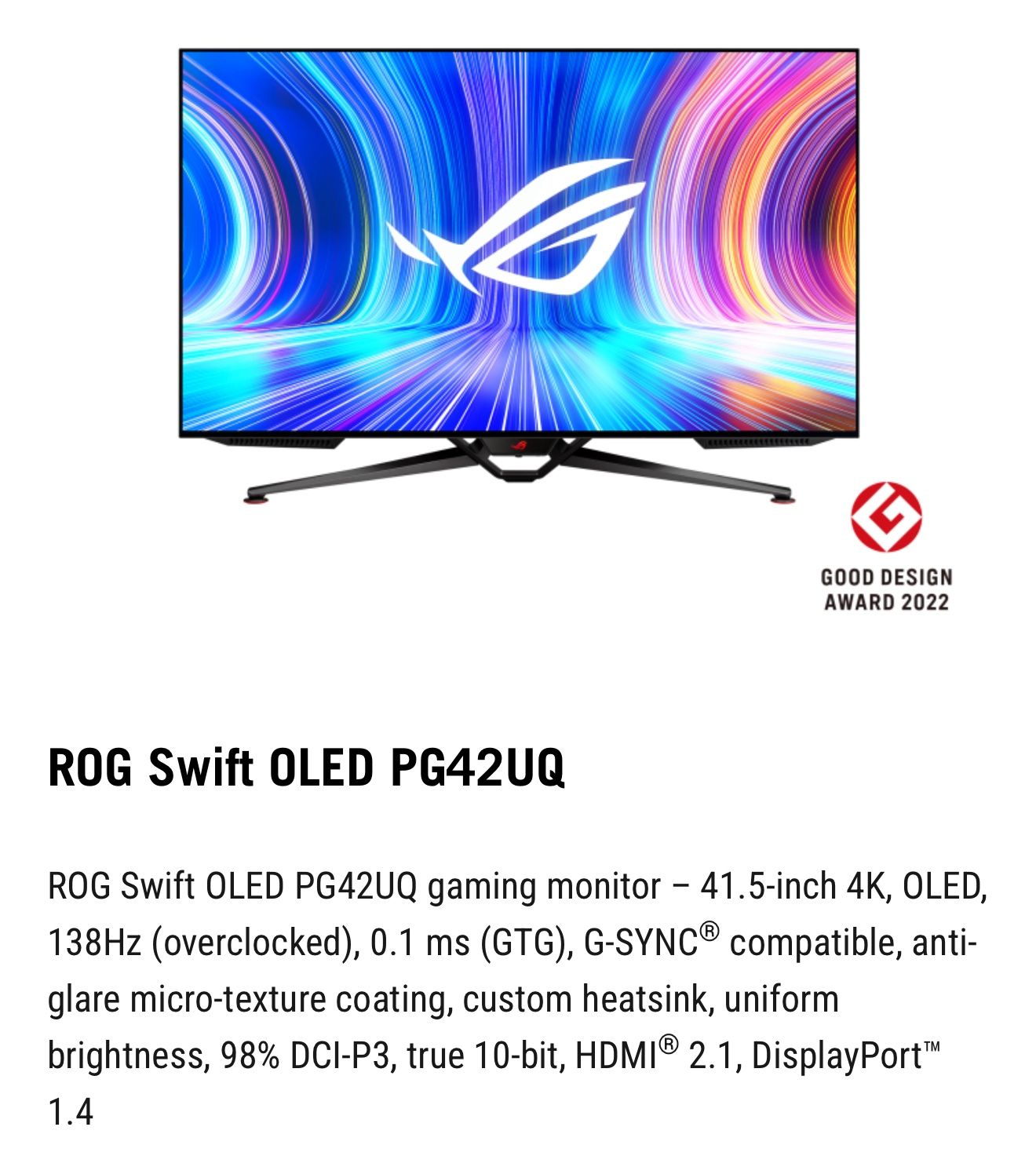 ROG 4k 41.5 120hz OLED Monitor