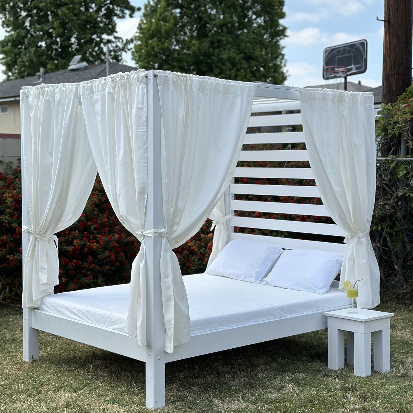 Outdoor Bed, Handcrafted Terrace furniture, wood bed, outdoor furniture 