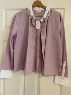 On 34th Embellished Collar Button-Down Shirt