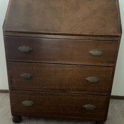 Antique Drop Front Oak Desk