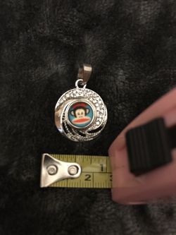 BIG Red Hat Monkey White Rhinestone Jewelry Pendant