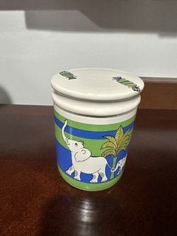 Vintage Goebel Elephant w/Baby Jar with Lid. Made in West Germany 