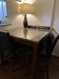 Marble-Top Dining Table with 4 Chairs