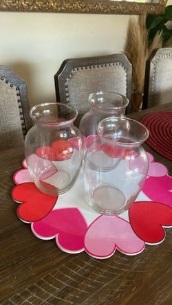 Set Of 3 Glass Vase !! Juego De 3 Jarron en De Vidrio 