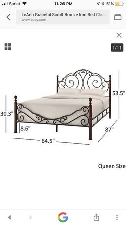 Leann graceful scroll bronze iron bed by inspire q classic deals