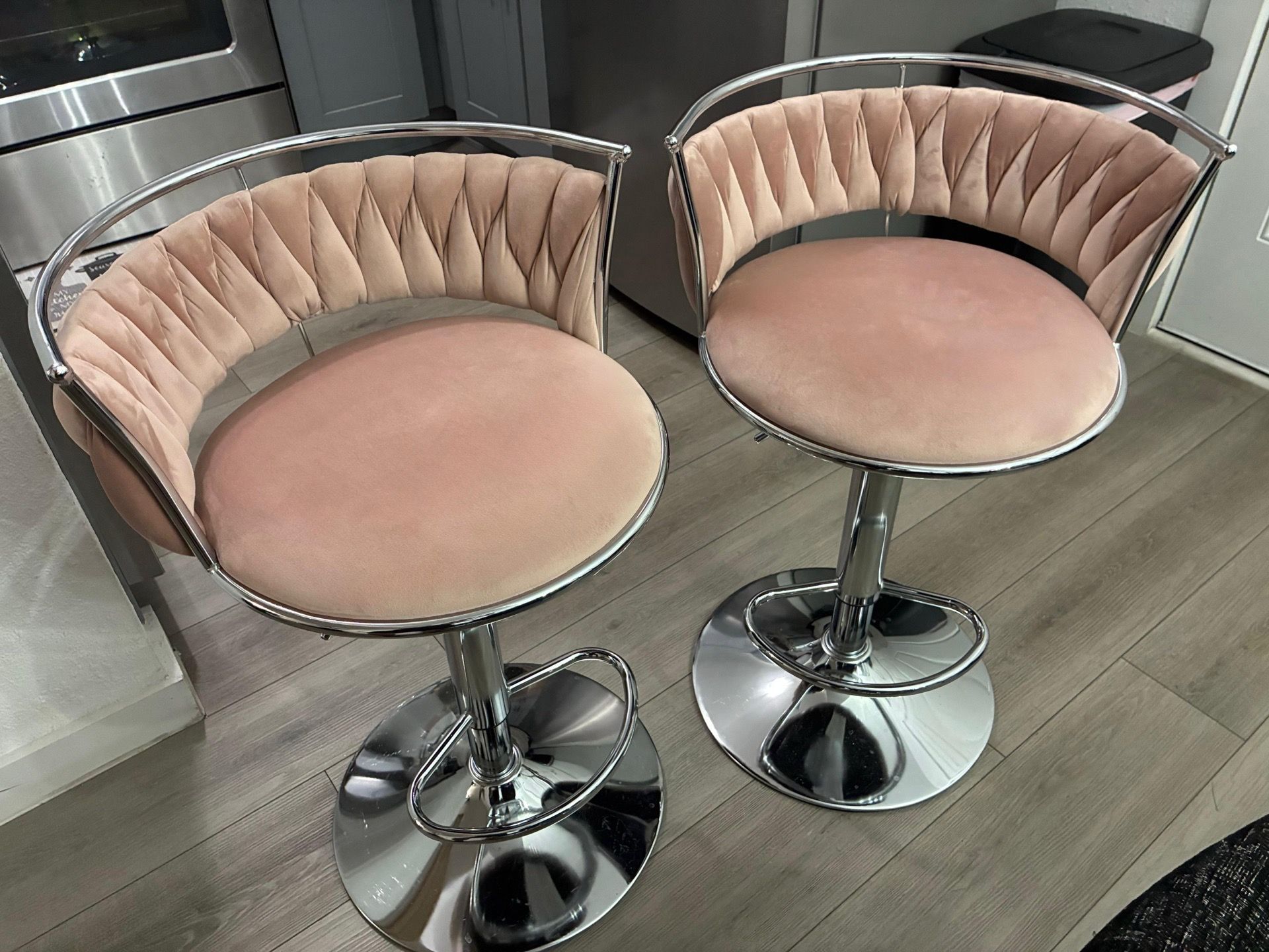 Pink Velvet Bar Stools