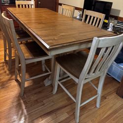 Counter High Dinning Table + 6 Chairs 