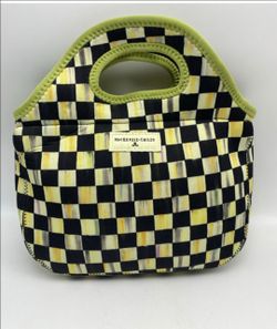 Mackenzie Childs Courtly Check Lunch Bag Neoprene Fabric Excellent