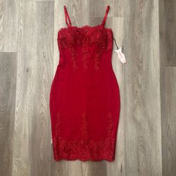 New Red Lace Bodycon Dress