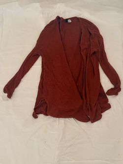 Rust Red Open Front Cardigan
